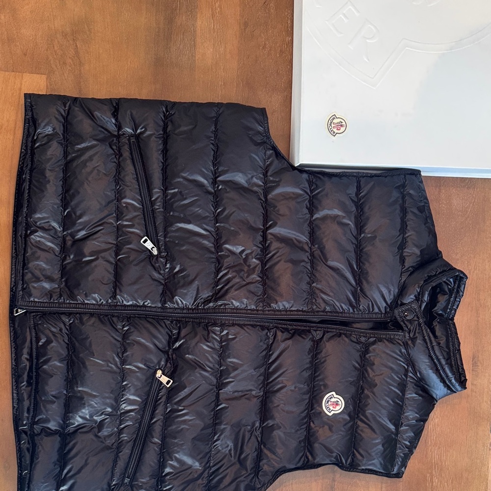 Moncler Shiny Black Quilted Vest